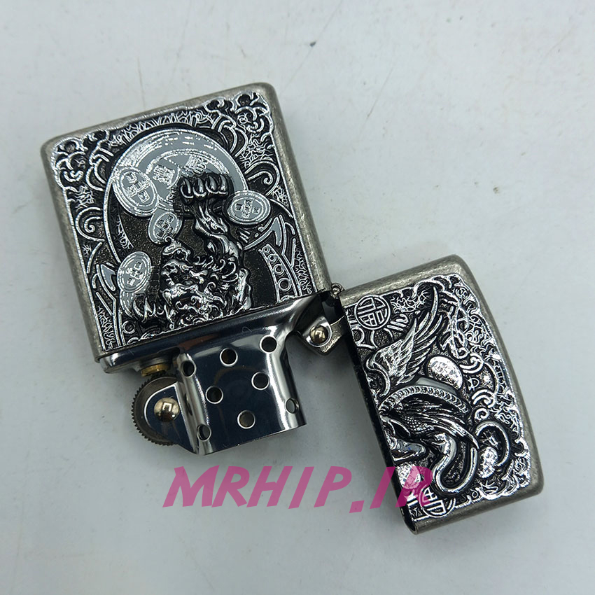  فندک بنزینی زورو سیلور برجسته طرح دراگون کد A98 