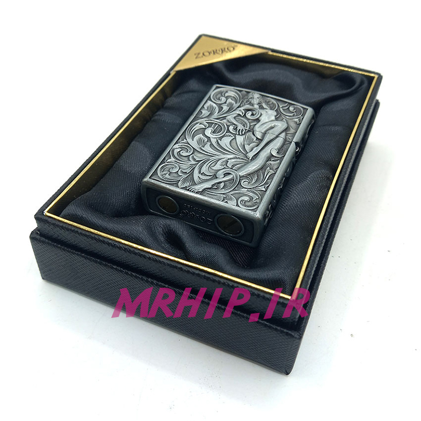  فندک بنزینی زورو سیلور برجسته طرح دراگون کد A130091 