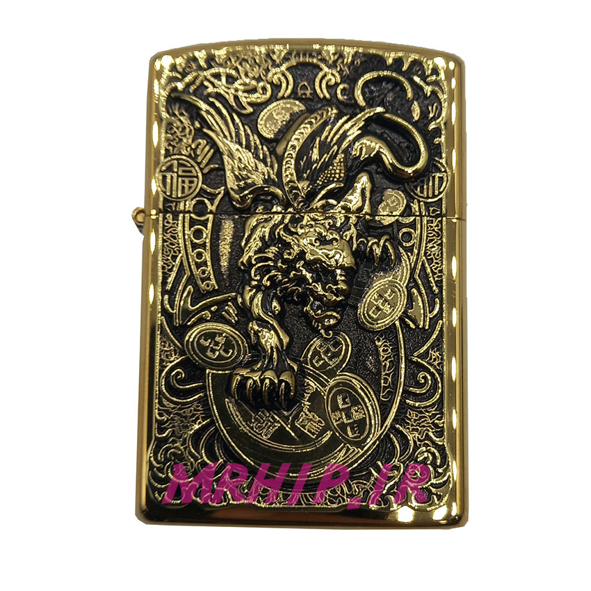  فندک بنزینی زورو طلایی برجسته طرح دراگون کد A99 