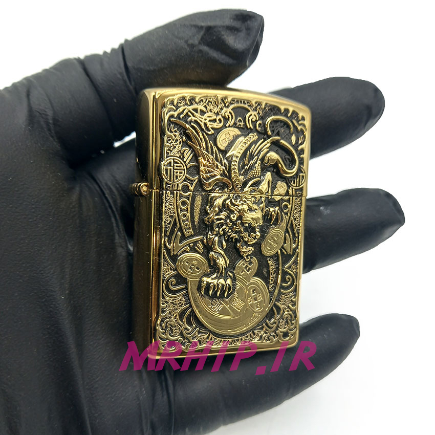  فندک بنزینی زورو طلایی برجسته طرح دراگون کد A99 