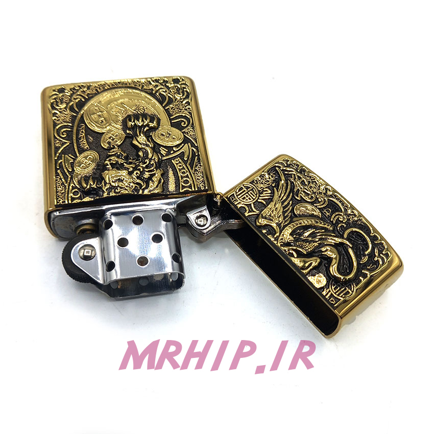  فندک بنزینی زورو طلایی برجسته طرح دراگون کد A99 
