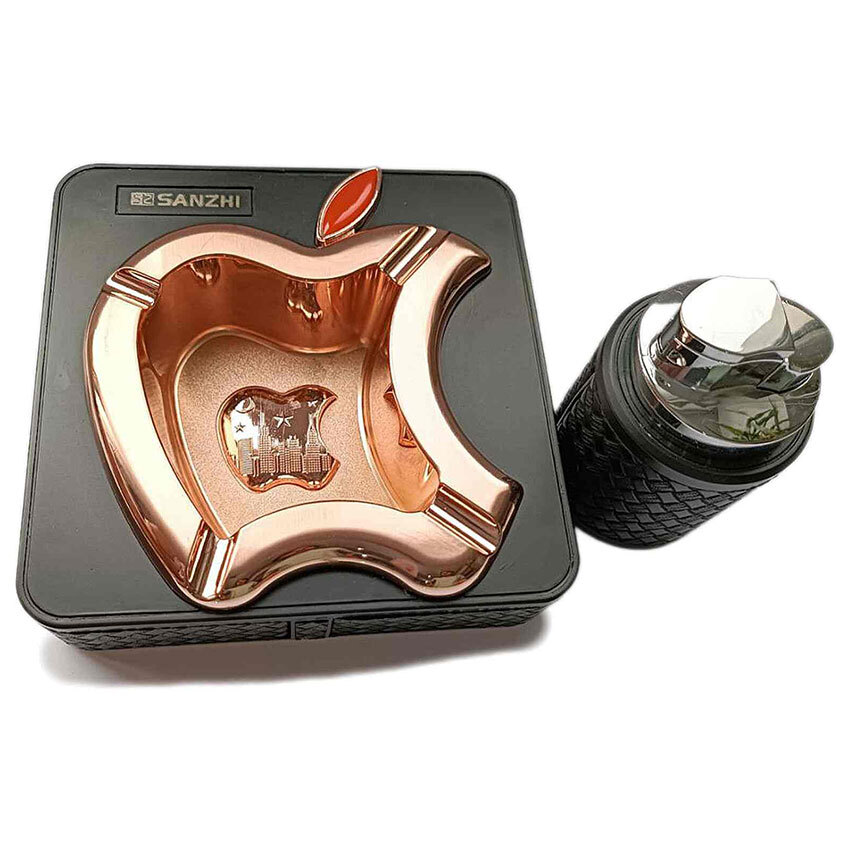  ست فندک و زیرسیگاری مدل اپل مشکی طلایی کد a22002 