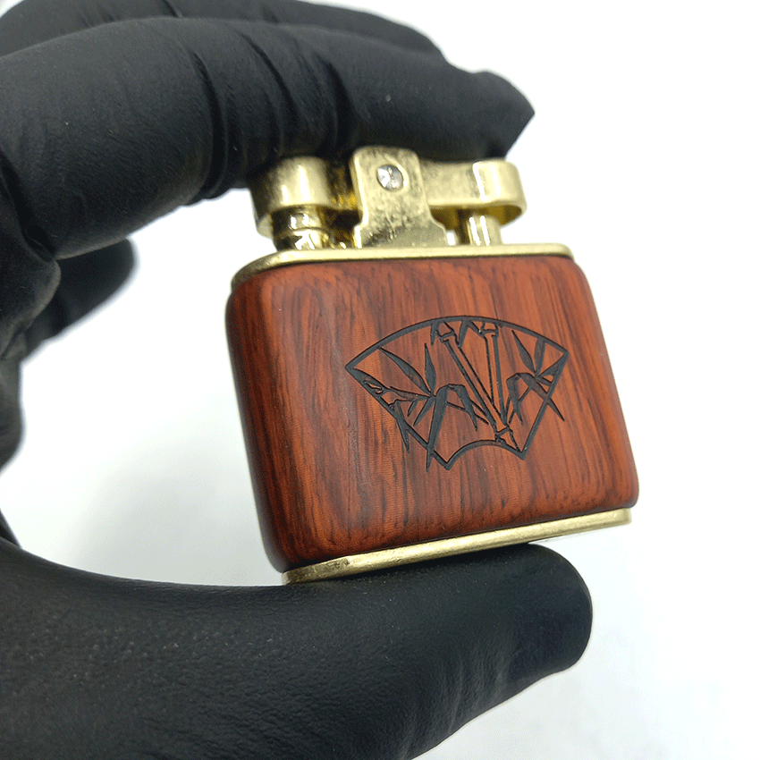  فندک بنزینی هانست چوبی قهوه ای روشن کد d22 