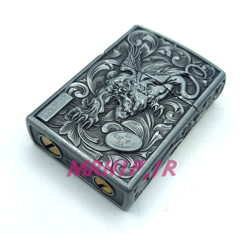  فندک بنزینی زورو سیلور برجسته طرح دراگون کد A130091 