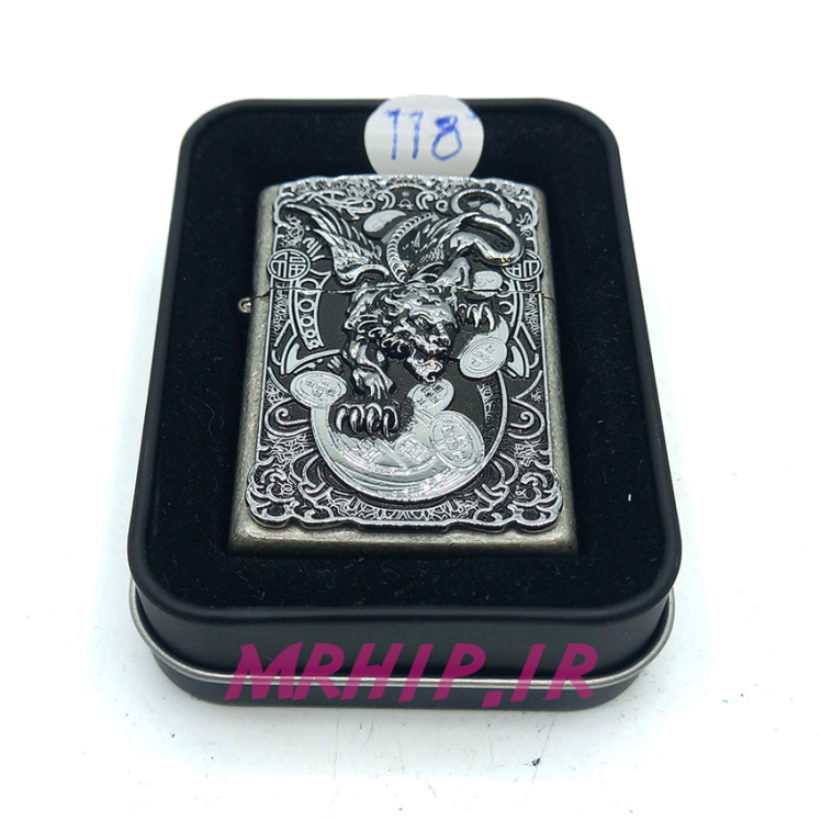 فندک بنزینی زورو سیلور برجسته طرح دراگون کد A98