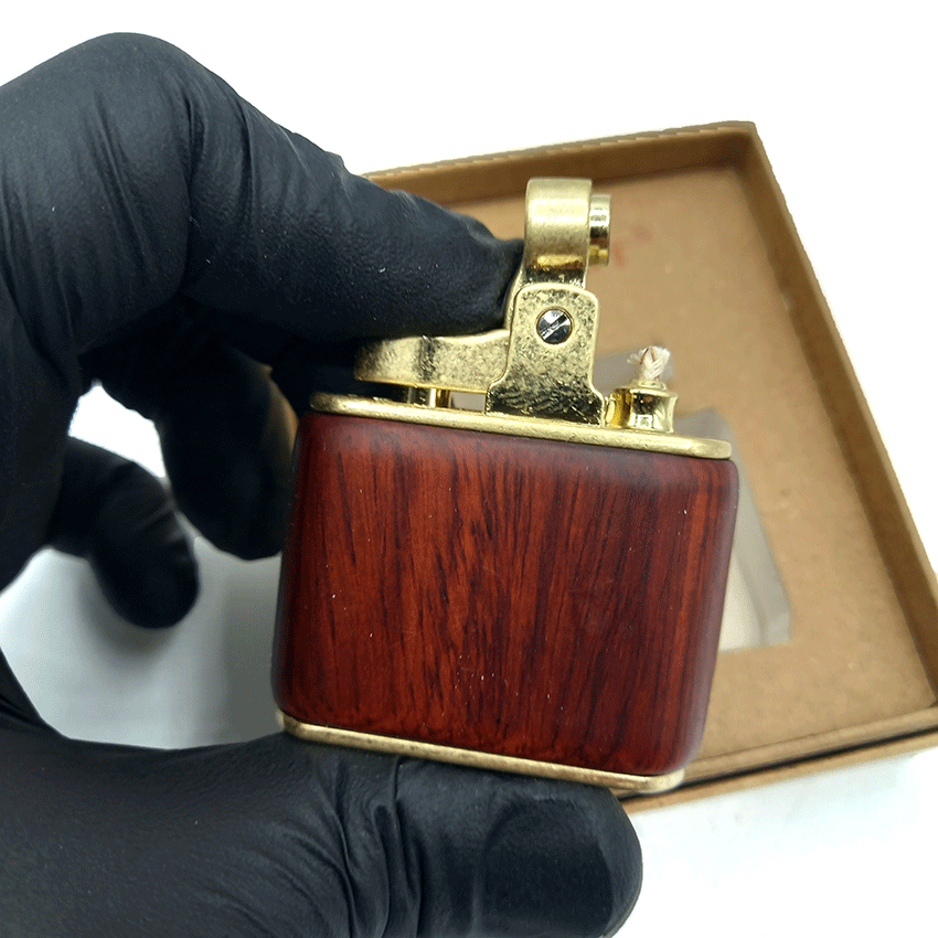  فندک بنزینی هانست چوبی قهوه ای روشن کد d22 