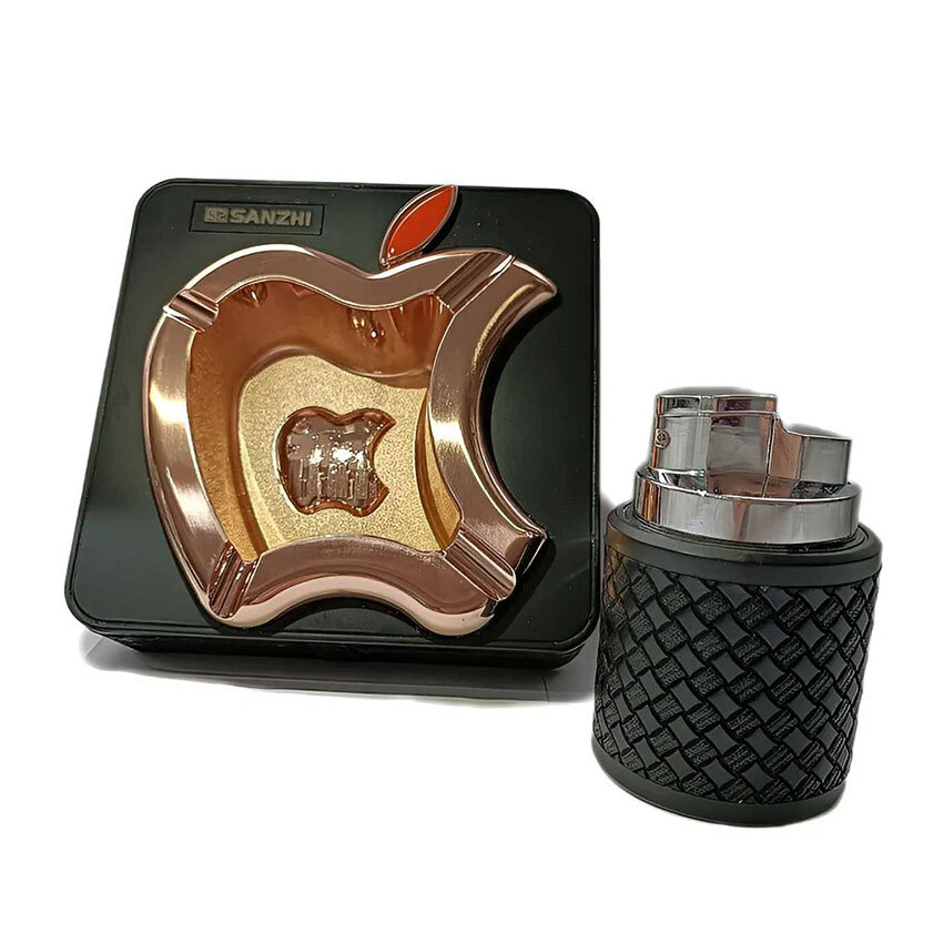  ست فندک و زیرسیگاری مدل اپل مشکی طلایی کد a22002 