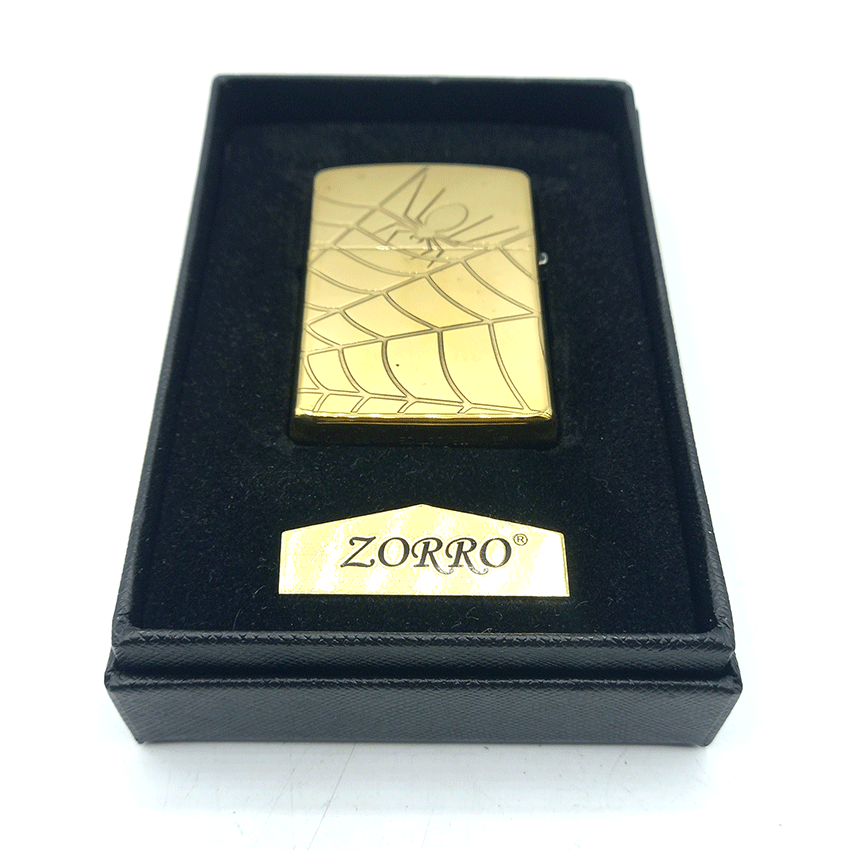 فندک بنزینی زورو طلایی طرح عنکبوت کد d03