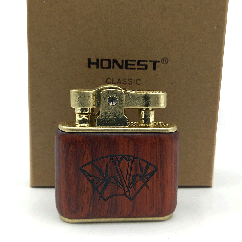  فندک بنزینی هانست چوبی قهوه ای روشن کد d22 