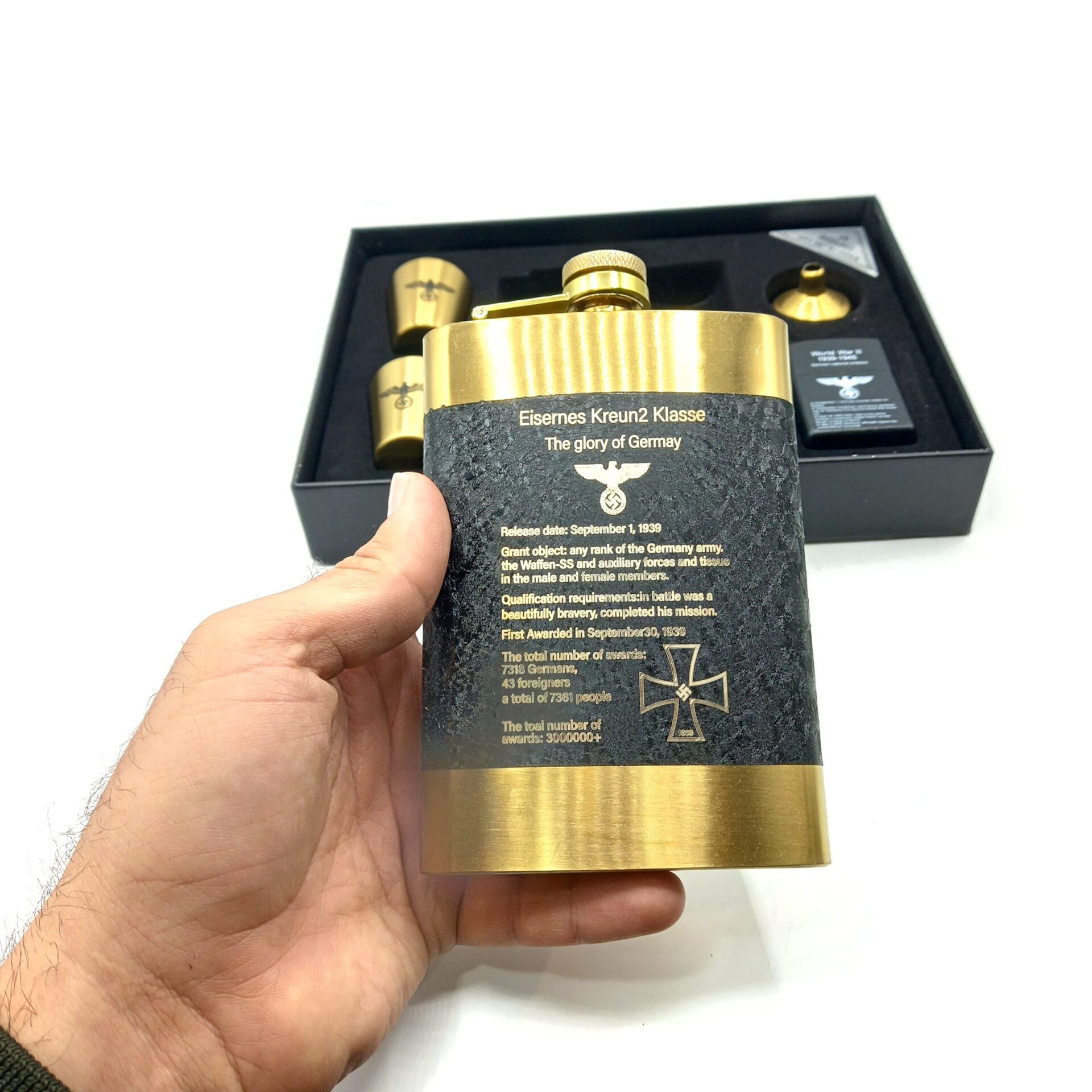 ست قمقمه جیبی دو شات 270cc فندک مدل آلمان نازی کد a530397 
