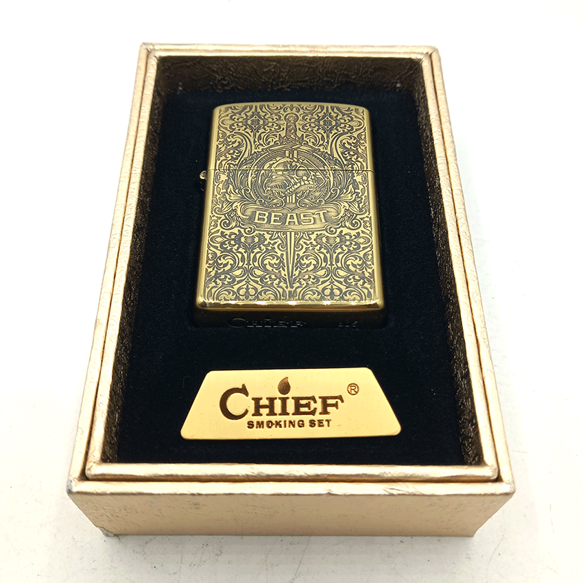  فندک بنزینی چیف طلایی طرح beast کد d36 