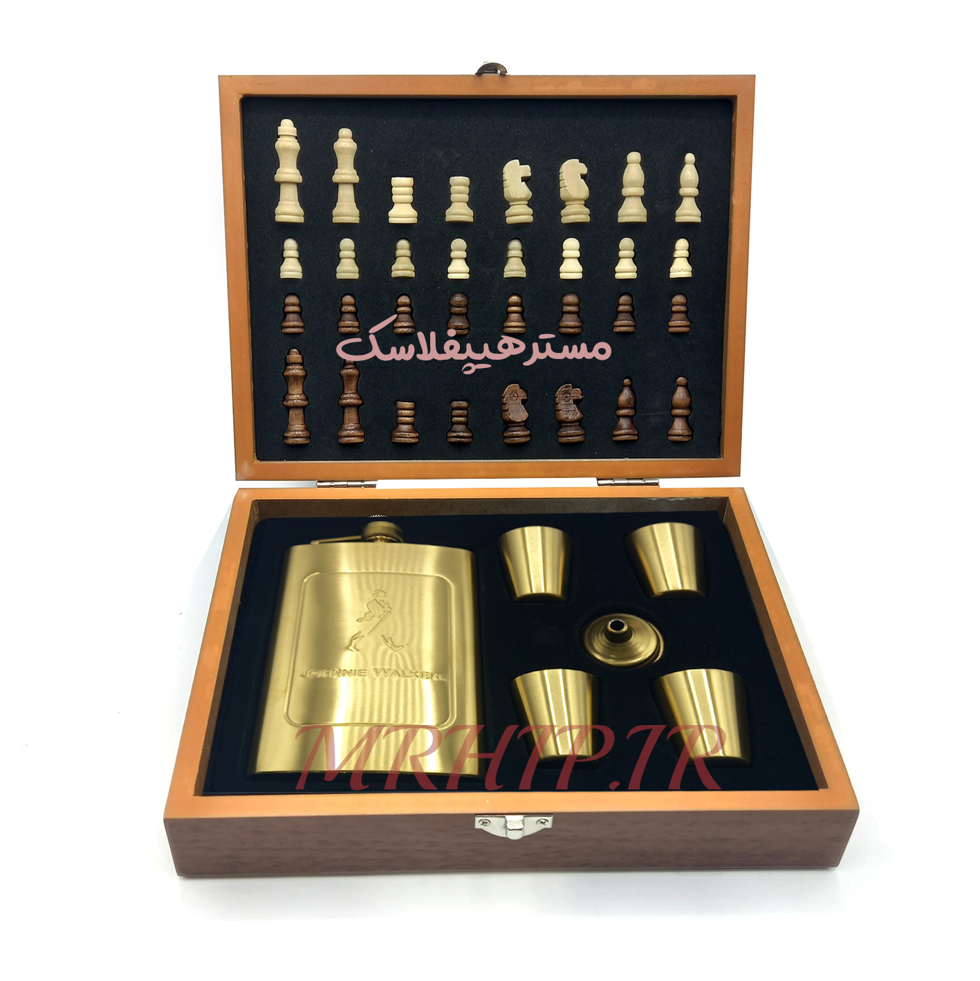  ست قمقمه جیبی و جعبه چوبی شطرنج جانی واکر کد a560536 