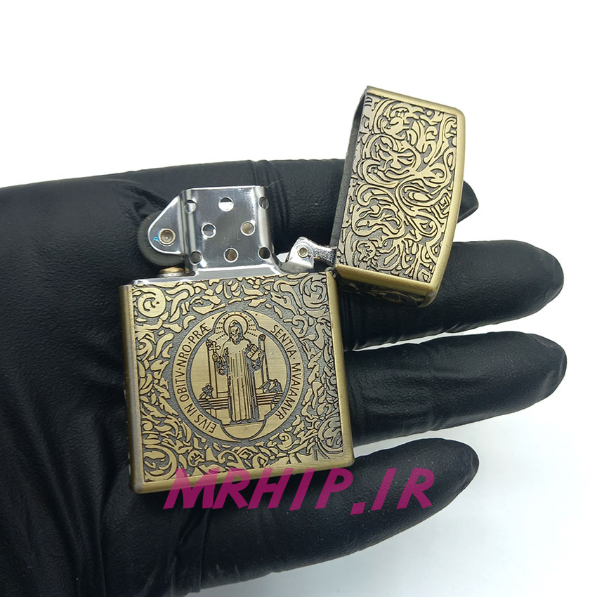  فندک بنزینی زورو طلایی برجسته طرح صلیب کد A97 