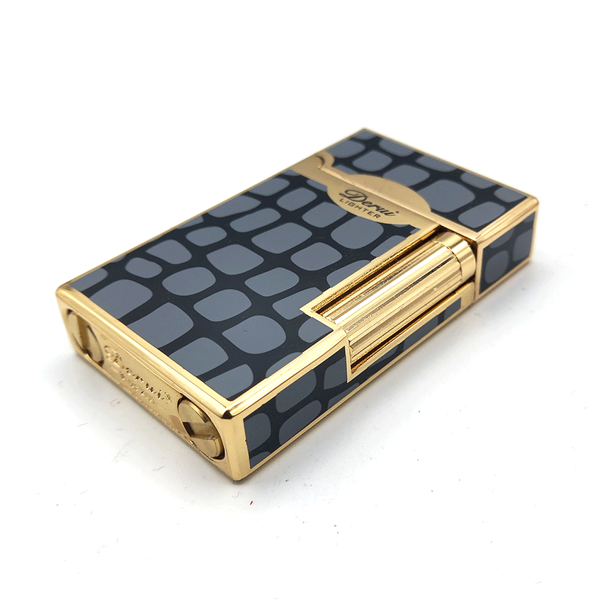  فندک بنزینی دروی طوسی طلایی مدل بغل زن کد d27 