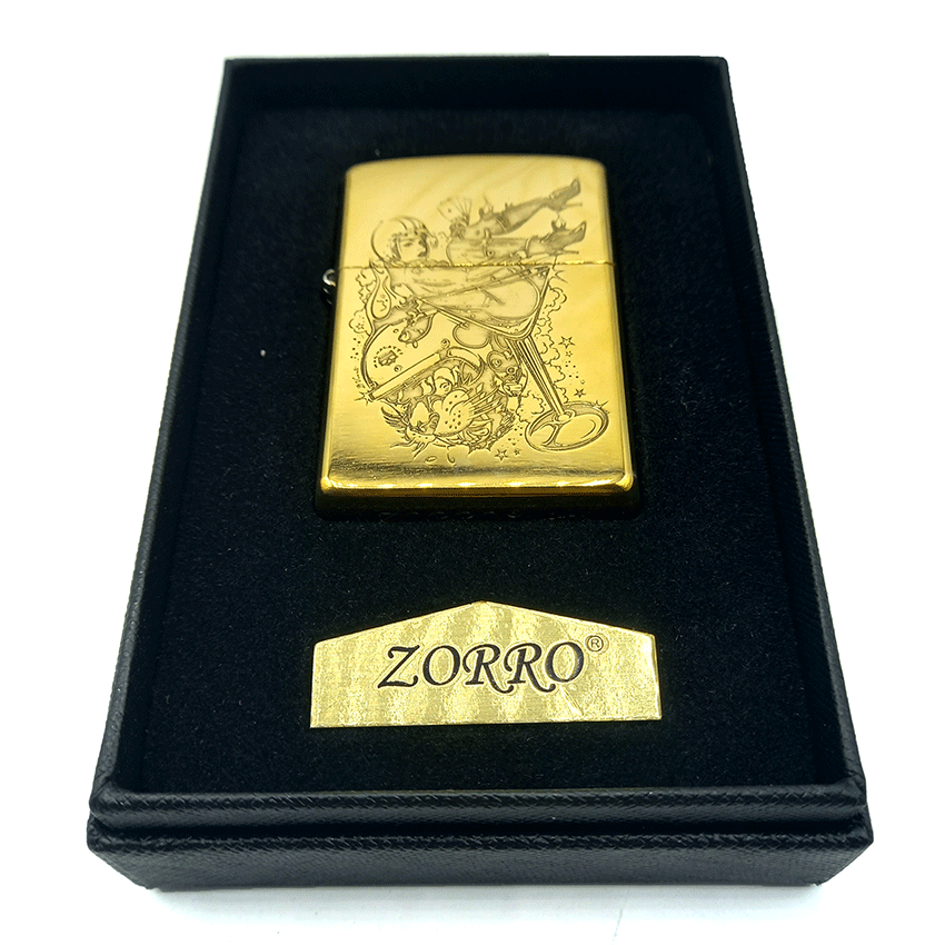 فندک بنزینی زورو طلایی طرح دختر کد d11