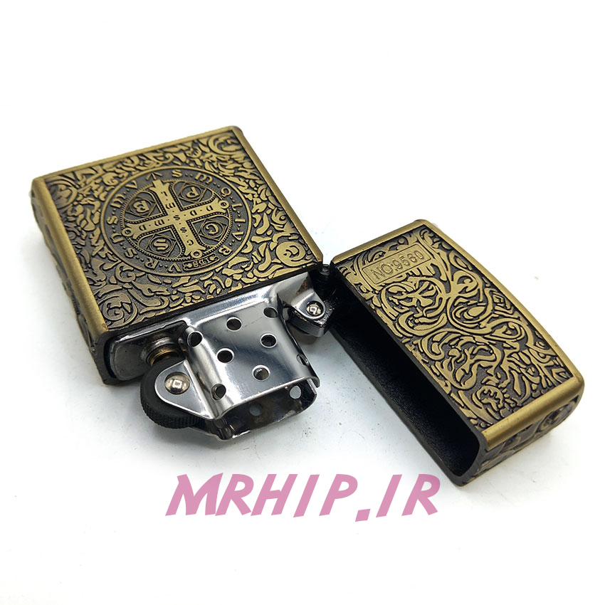  فندک بنزینی زورو طلایی برجسته طرح صلیب کد A97 