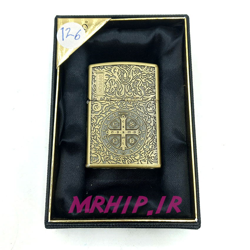  فندک بنزینی زورو طلایی برجسته طرح صلیب کد A97 