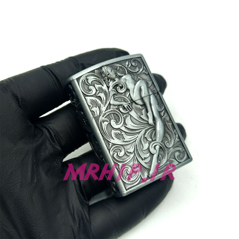  فندک بنزینی زورو سیلور برجسته طرح دراگون کد A130091 