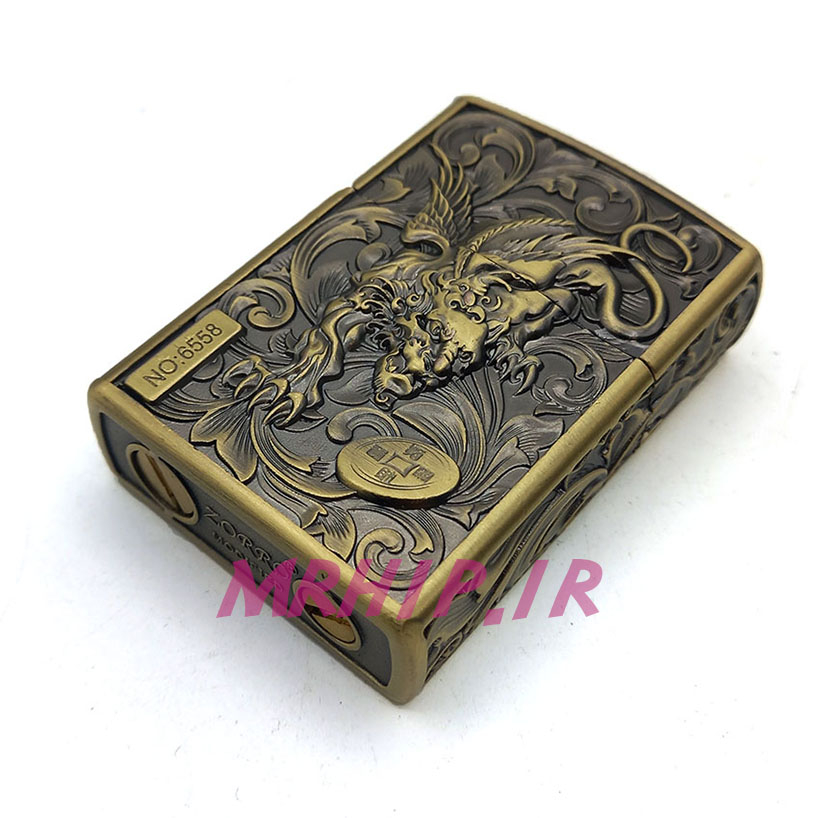  فندک بنزینی زورو طلایی برجسته طرح دراگون کد A130092 