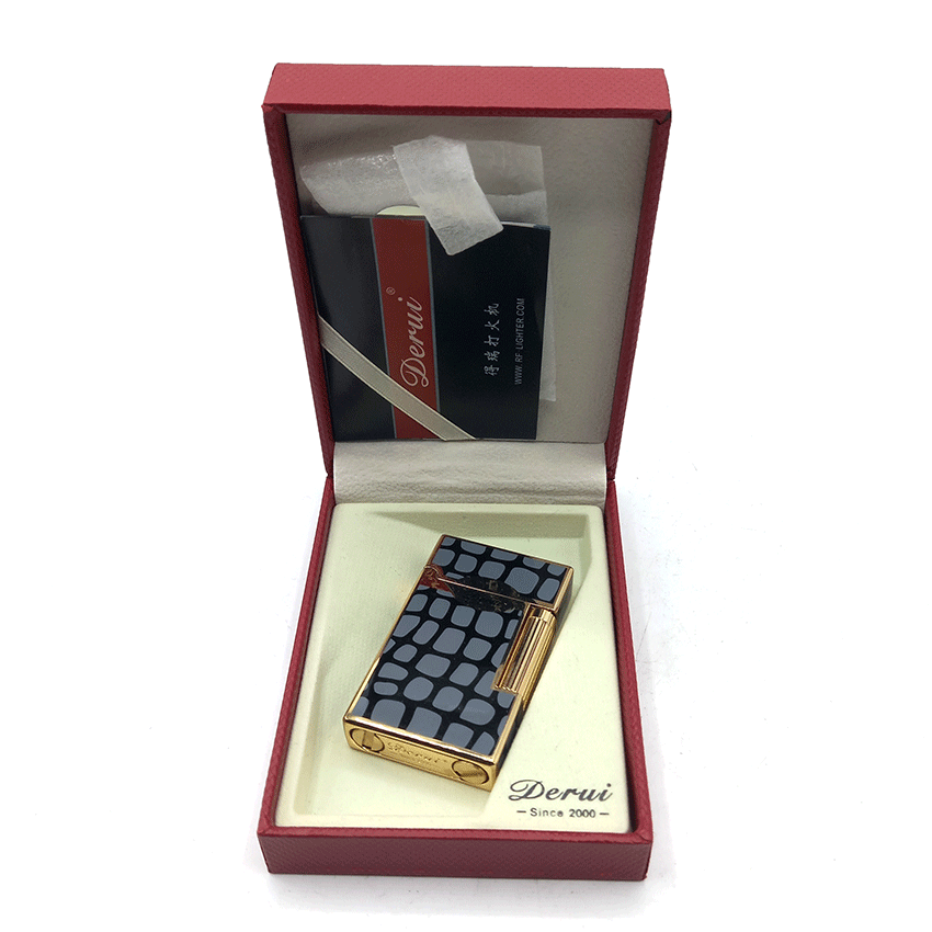  فندک بنزینی دروی طوسی طلایی مدل بغل زن کد d27 