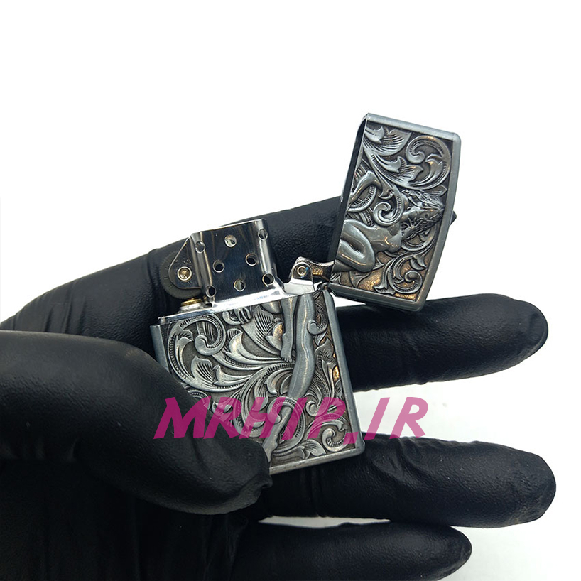  فندک بنزینی زورو سیلور برجسته طرح دراگون کد A130091 