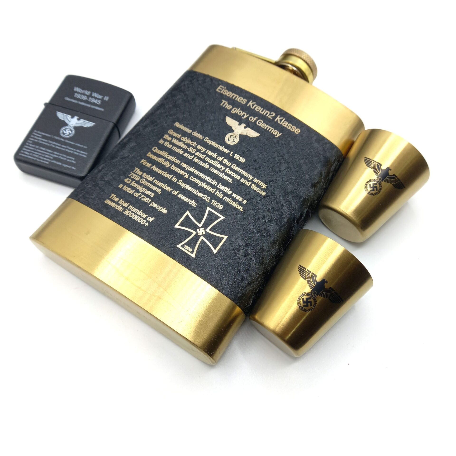  ست قمقمه جیبی دو شات 270cc فندک مدل آلمان نازی کد a530397 